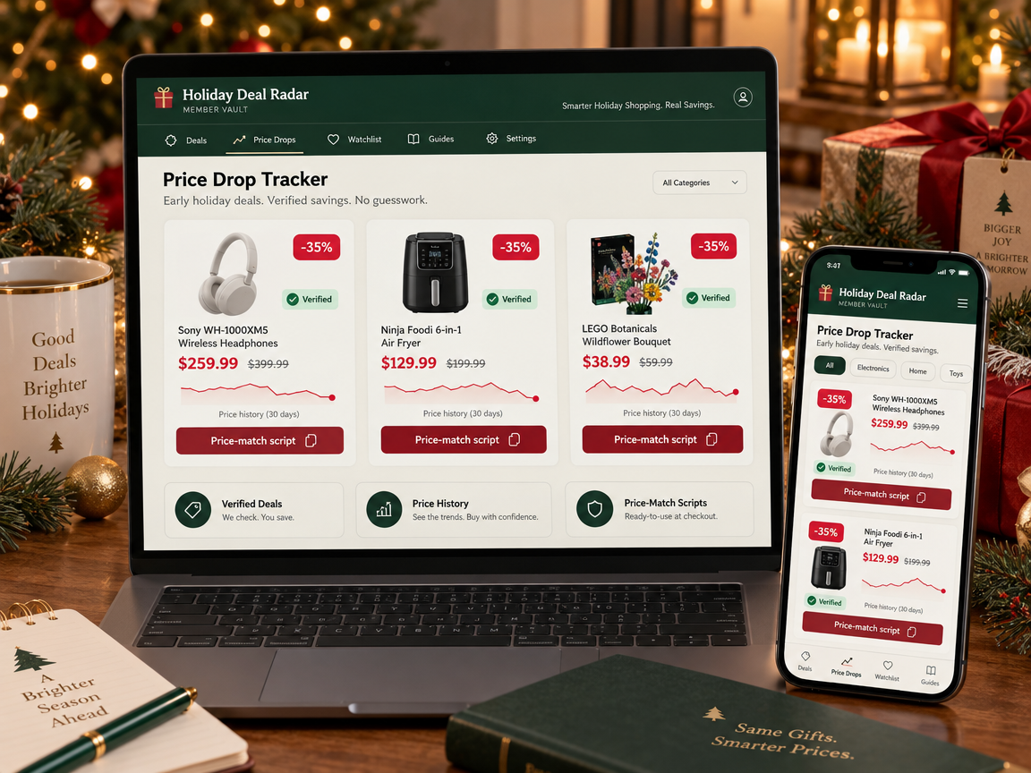 Holiday Deal Radar member vault showing verified price drops and price history